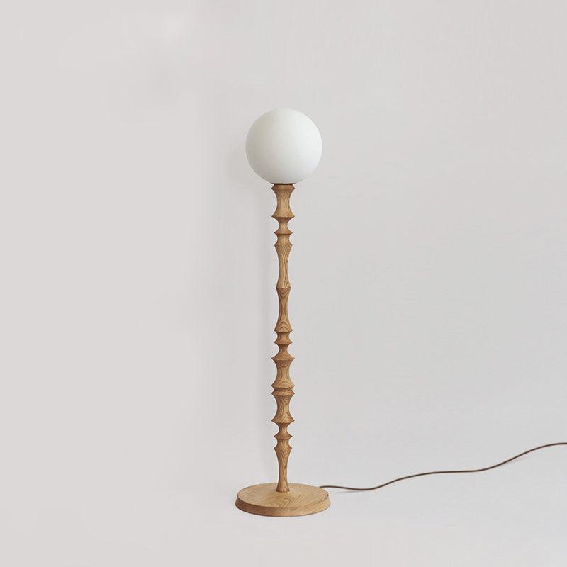 Milo Floor Lamp with Wooden Base and LED Light