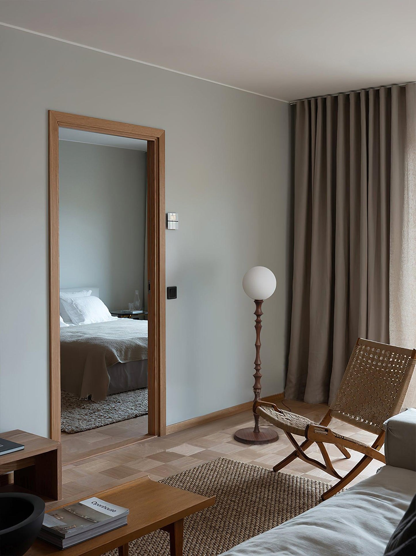 Milo Floor Lamp with Wooden Base and LED Light