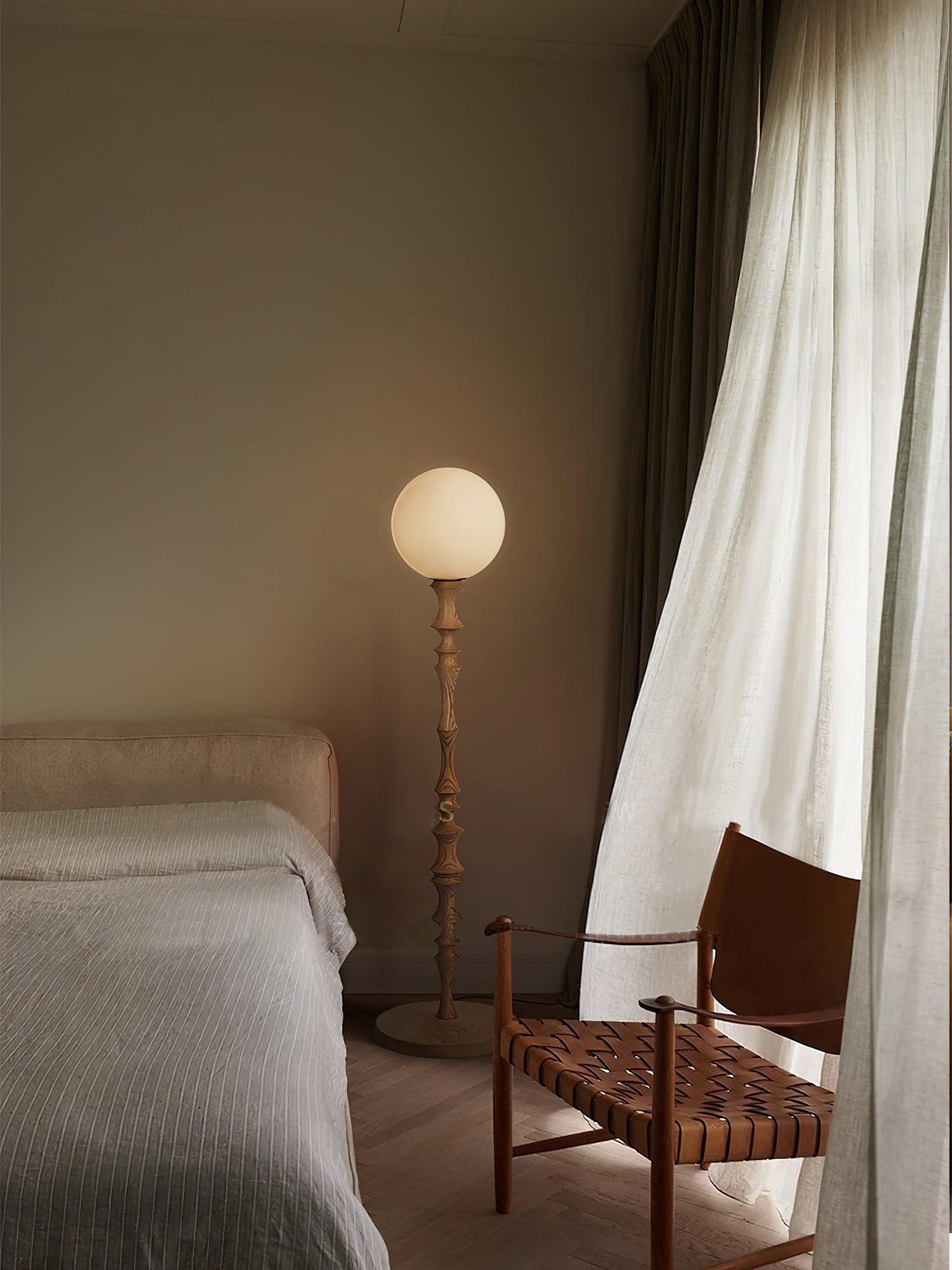 Milo Floor Lamp with Wooden Base and LED Light