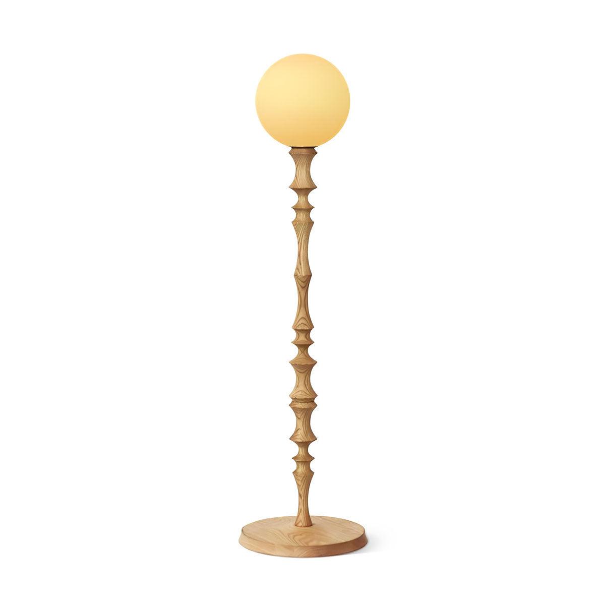 Milo Floor Lamp with Wooden Base and LED Light