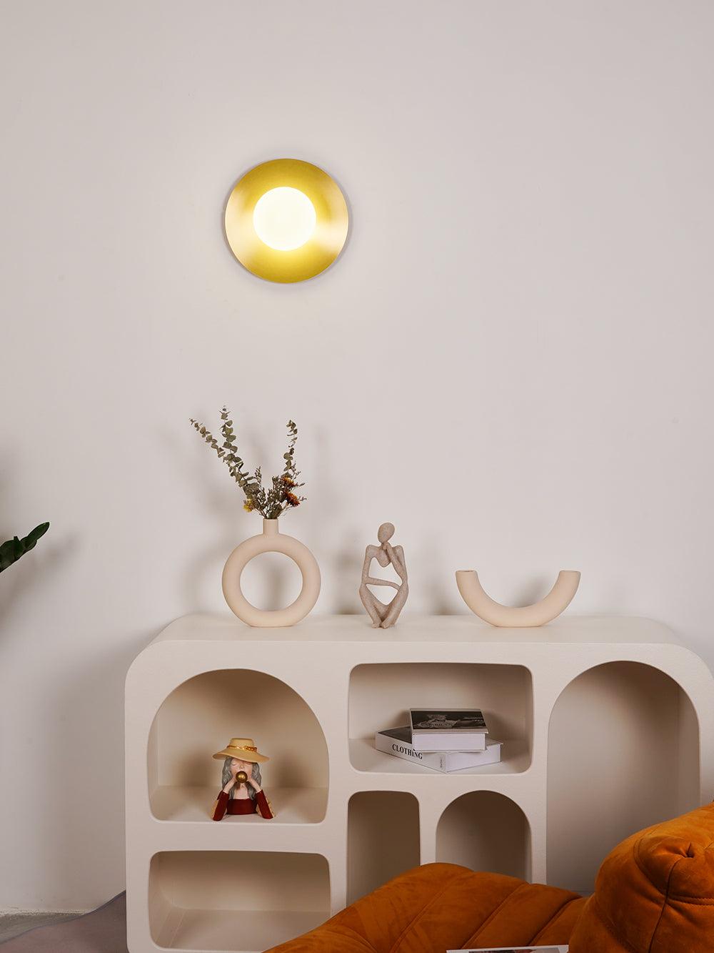 Round Glass Art Wall Lamp - LED Indoor Wall Light, Black