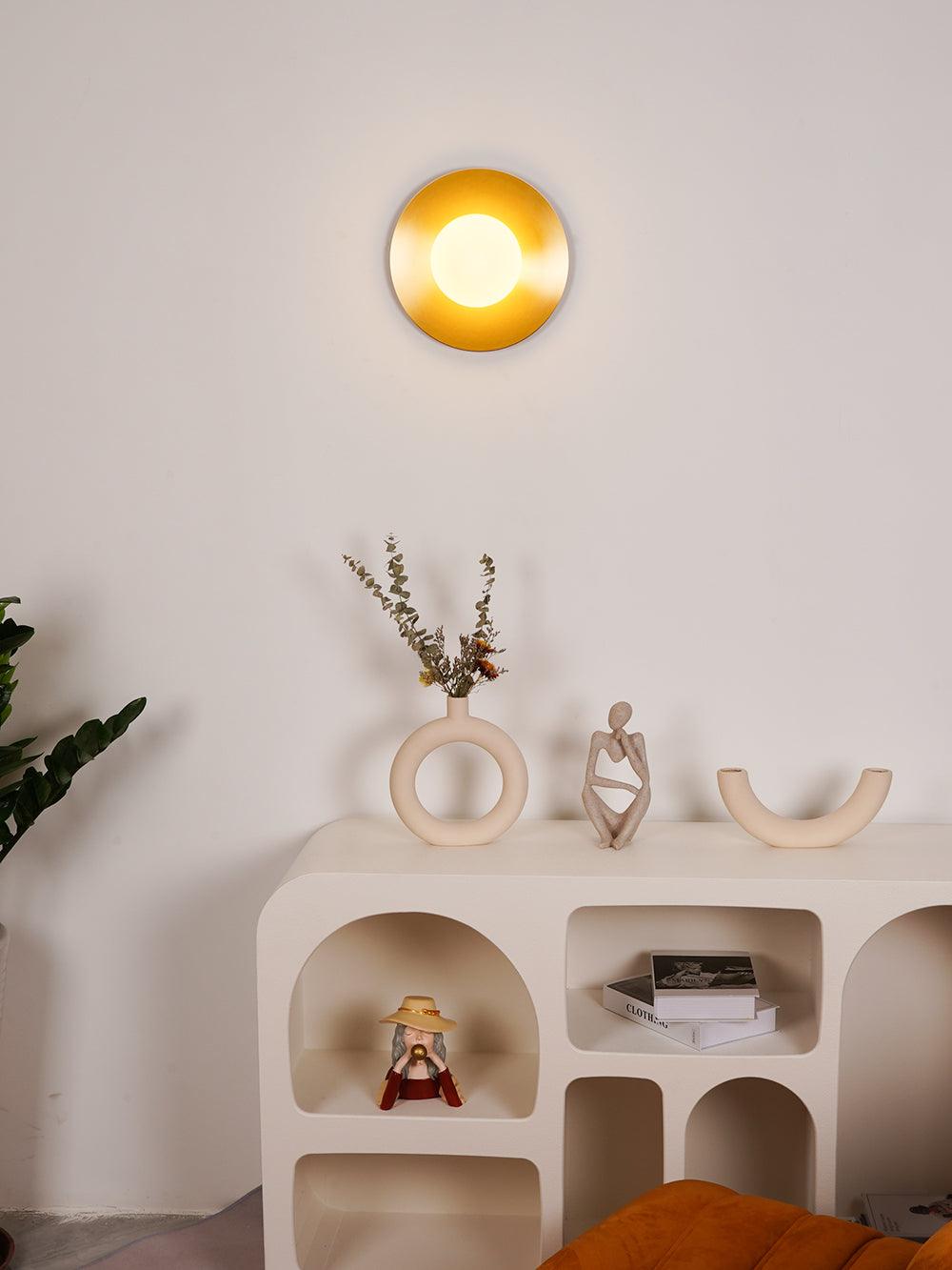 Round Glass Art Wall Lamp - LED Indoor Wall Light, Black