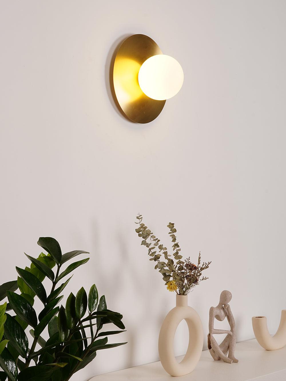 Round Glass Art Wall Lamp - LED Indoor Wall Light, Black