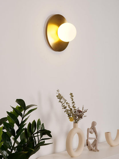 Round Glass Art Wall Lamp - LED Indoor Wall Light, Black