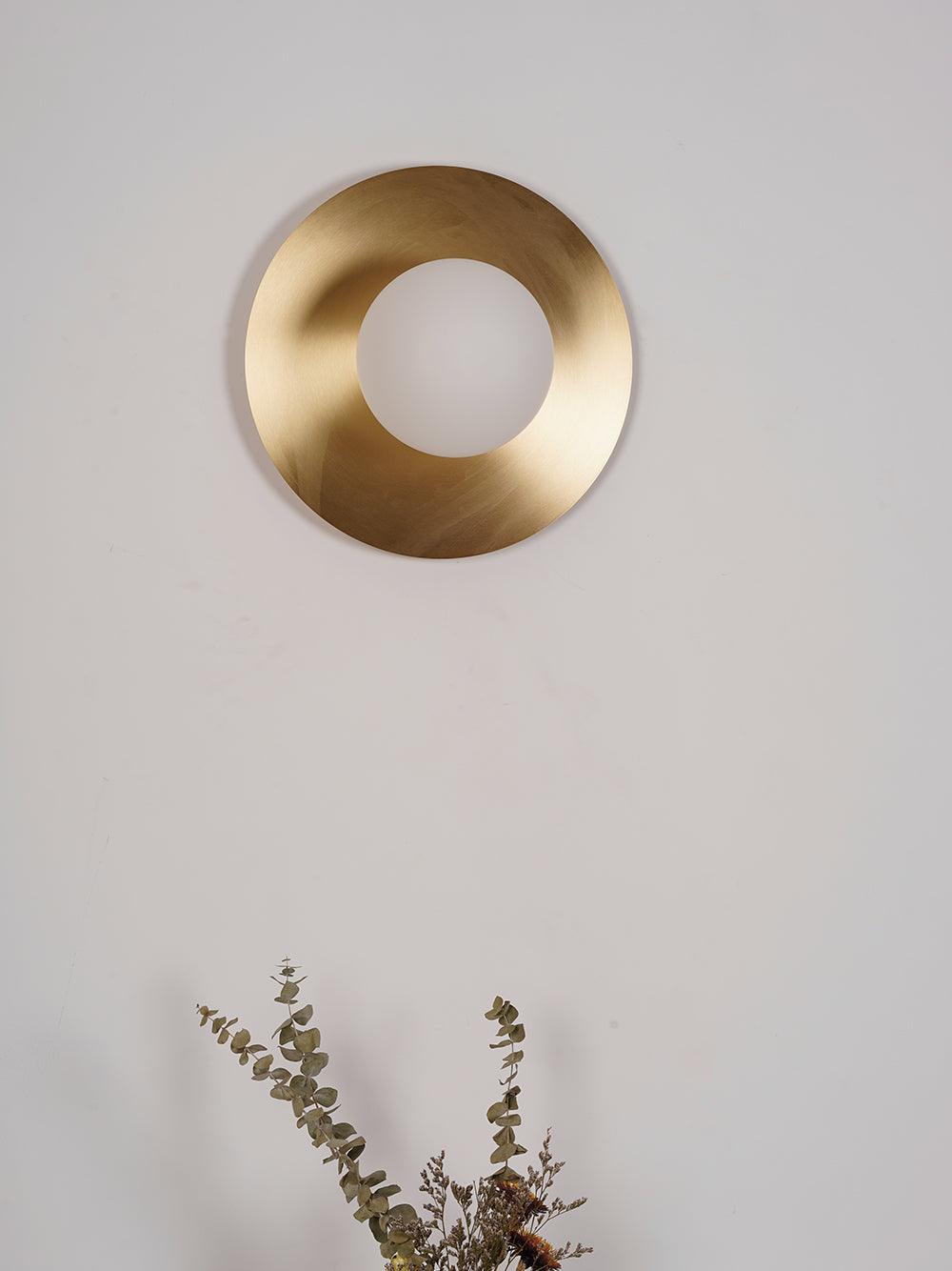 Round Glass Art Wall Lamp - LED Indoor Wall Light, Black