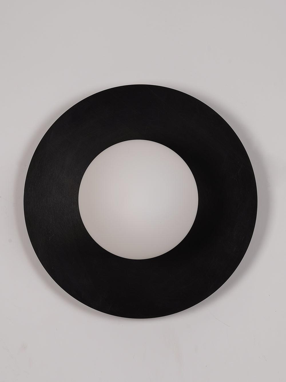Round Glass Art Wall Lamp - LED Indoor Wall Light, Black