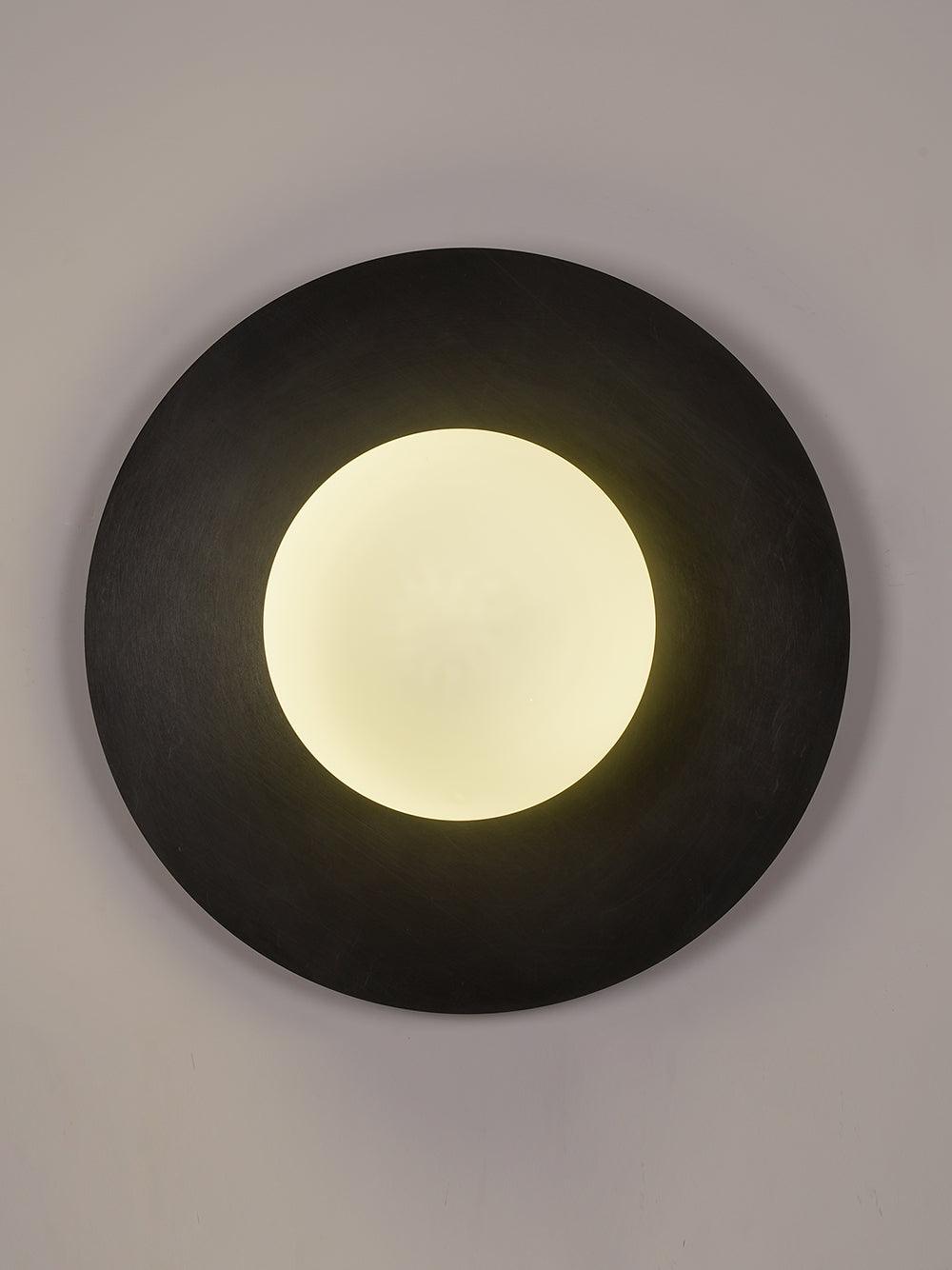 Round Glass Art Wall Lamp - LED Indoor Wall Light, Black