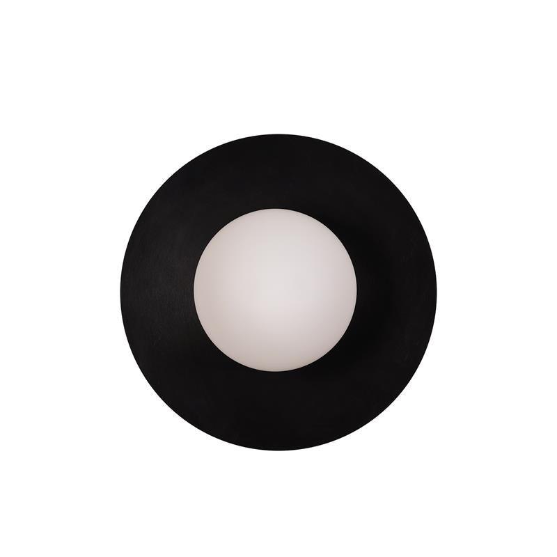 Round Glass Art Wall Lamp - LED Indoor Wall Light, Black