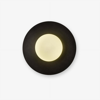 Round Glass Art Wall Lamp - LED Indoor Wall Light, Black
