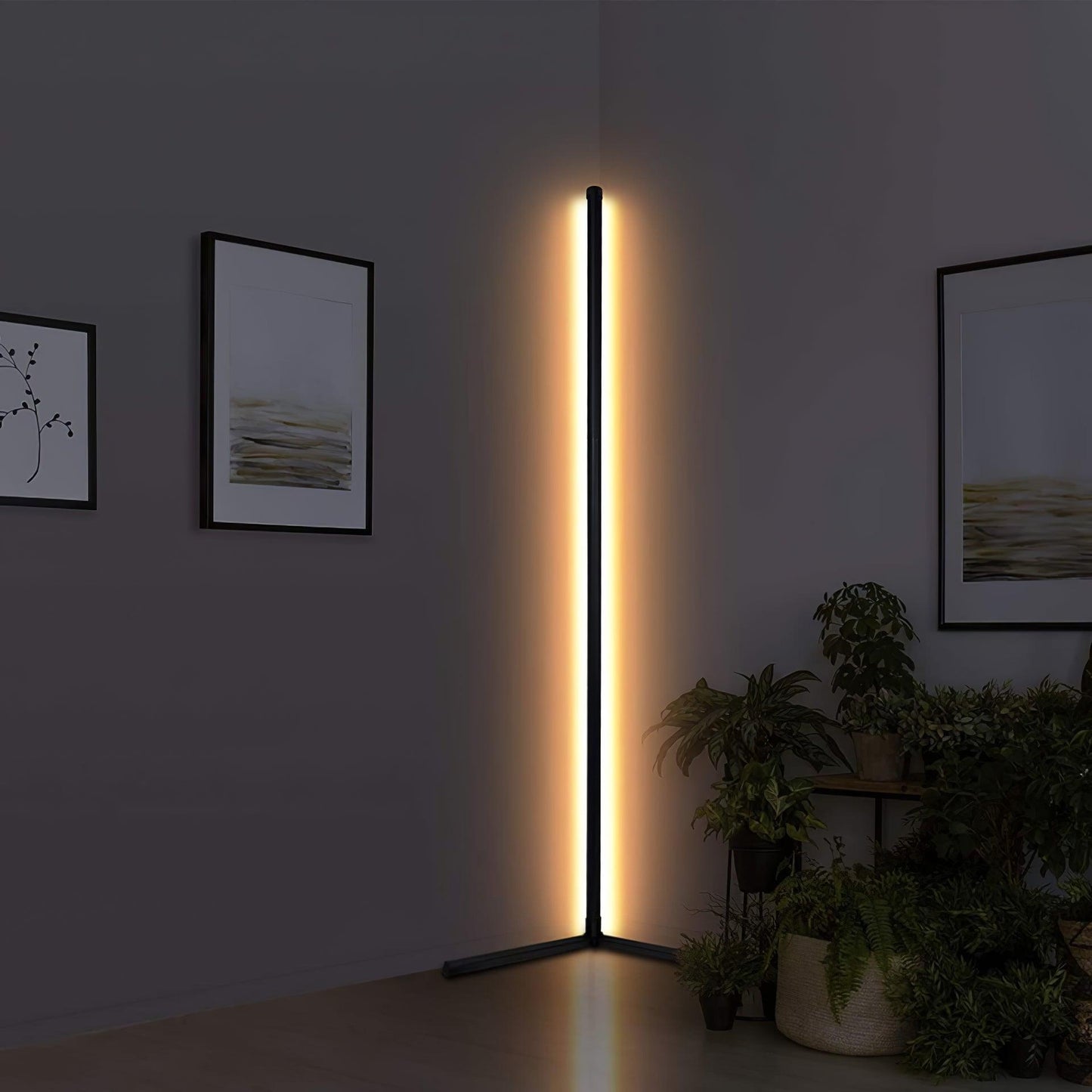 Minimalist LED Floor Lamp with Dimmable Control - Black