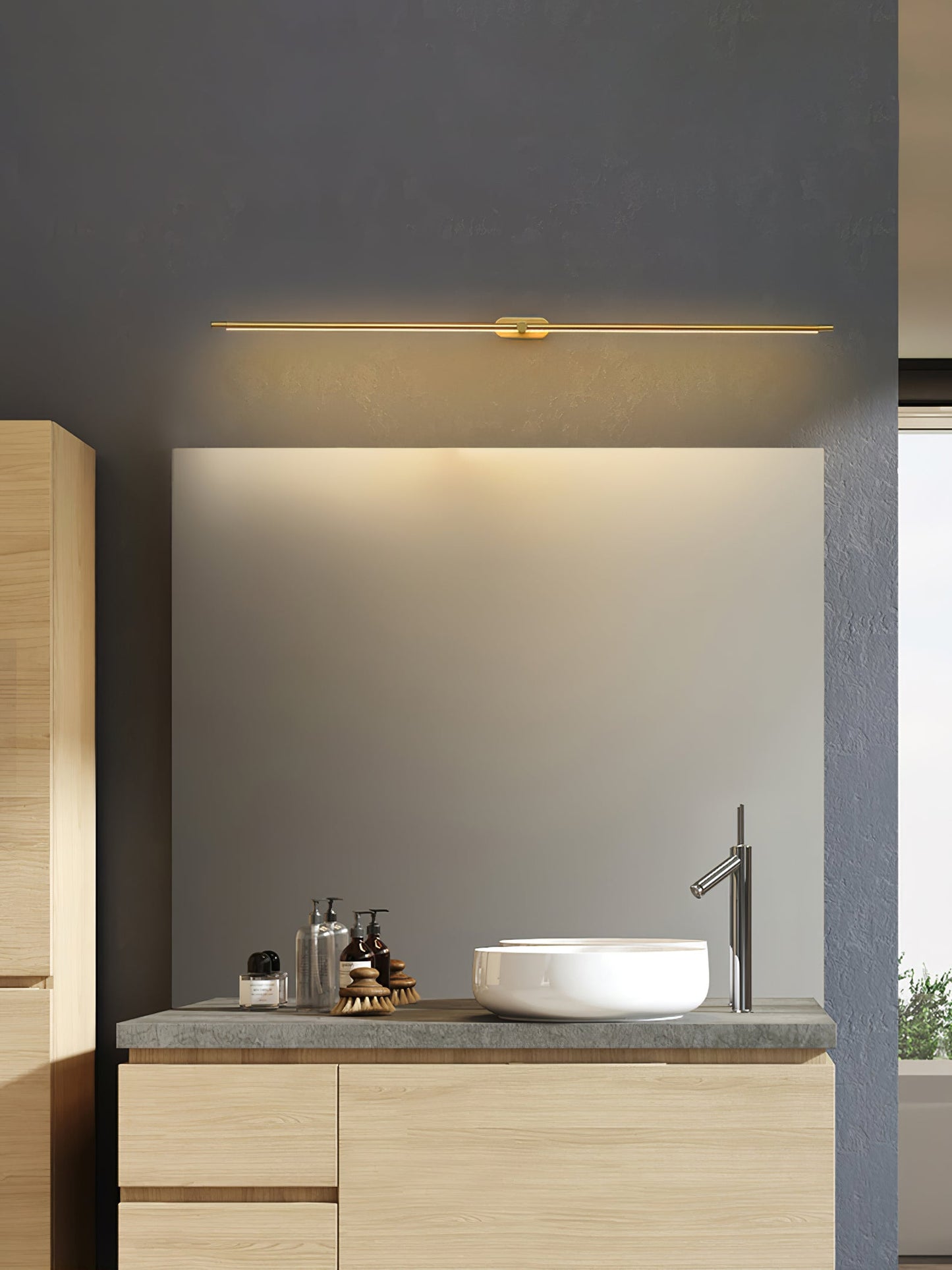 Minimalist Linear Plug-in Wall Lamp with Integrated LED Light