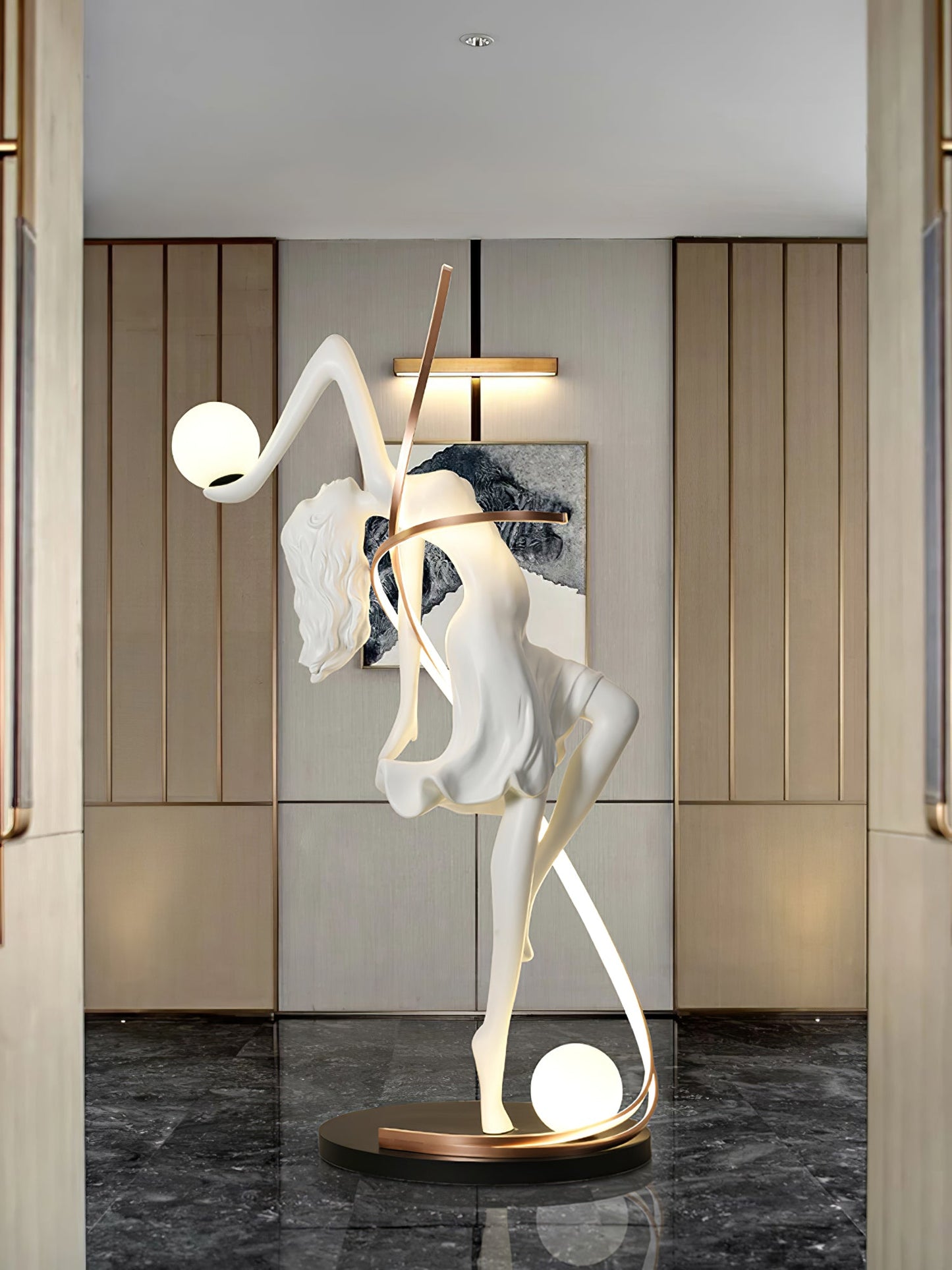 Misha Goddess Statue Floor Lamp with LED Light, Indoor Decor