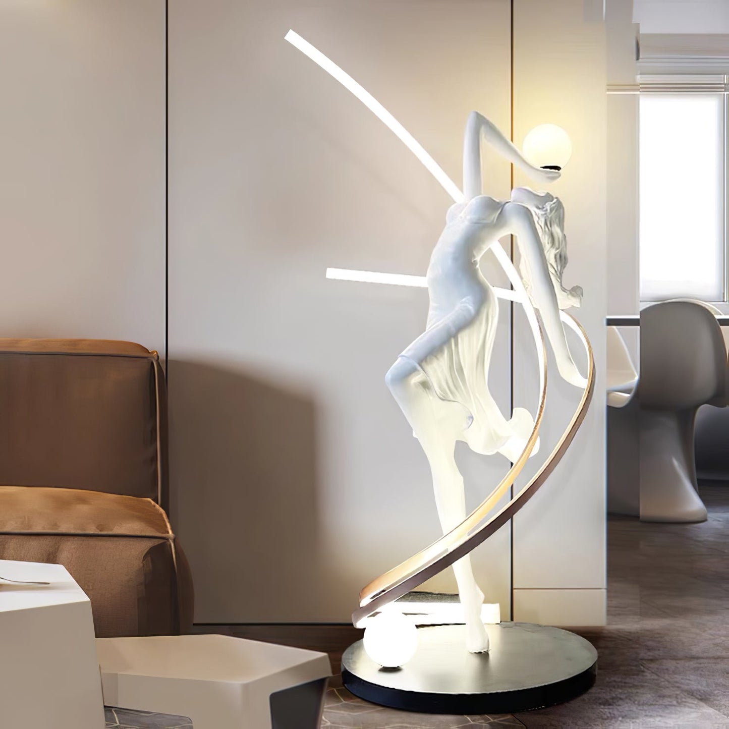 Misha Goddess Statue Floor Lamp with LED Light, Indoor Decor