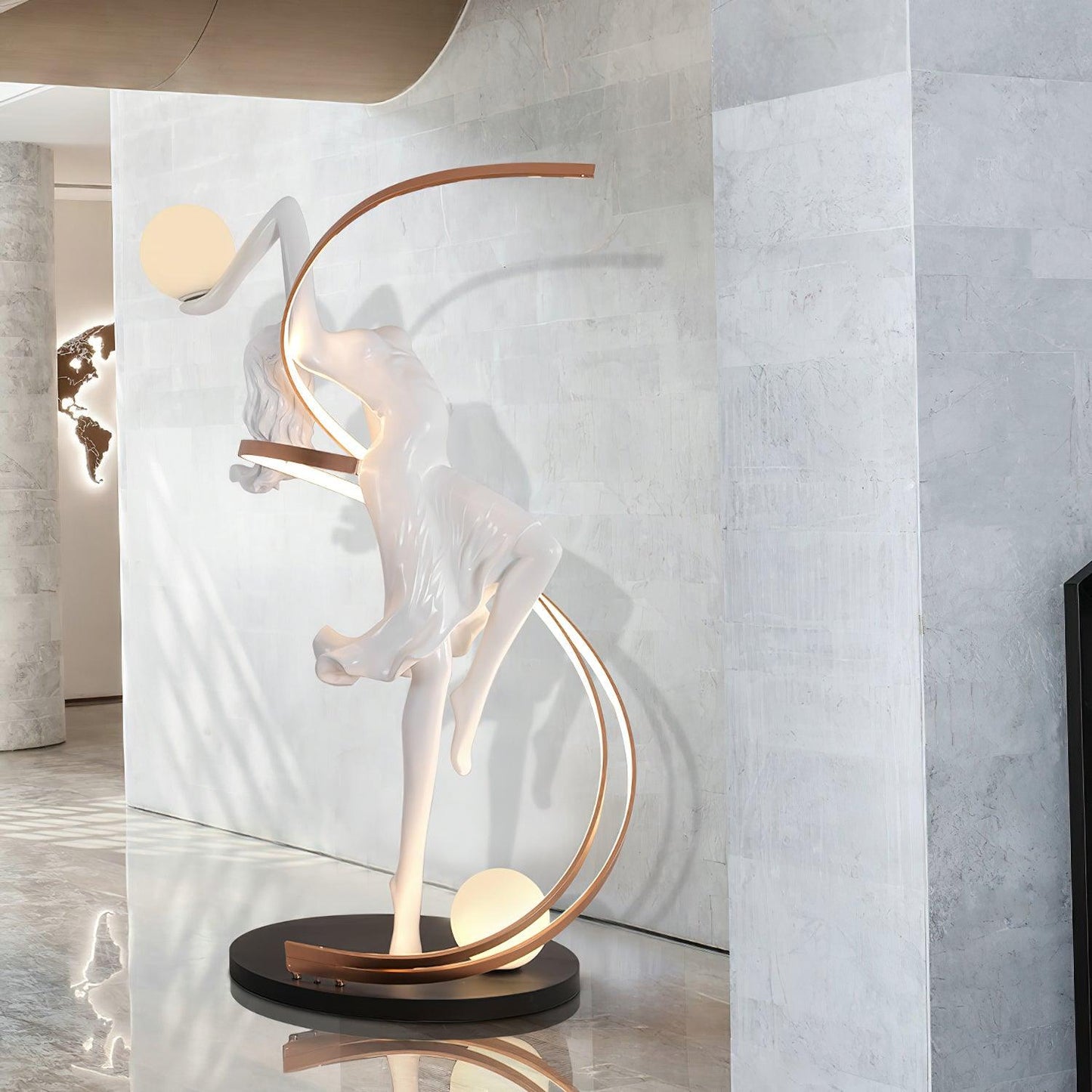 Misha Goddess Statue Floor Lamp with LED Light, Indoor Decor