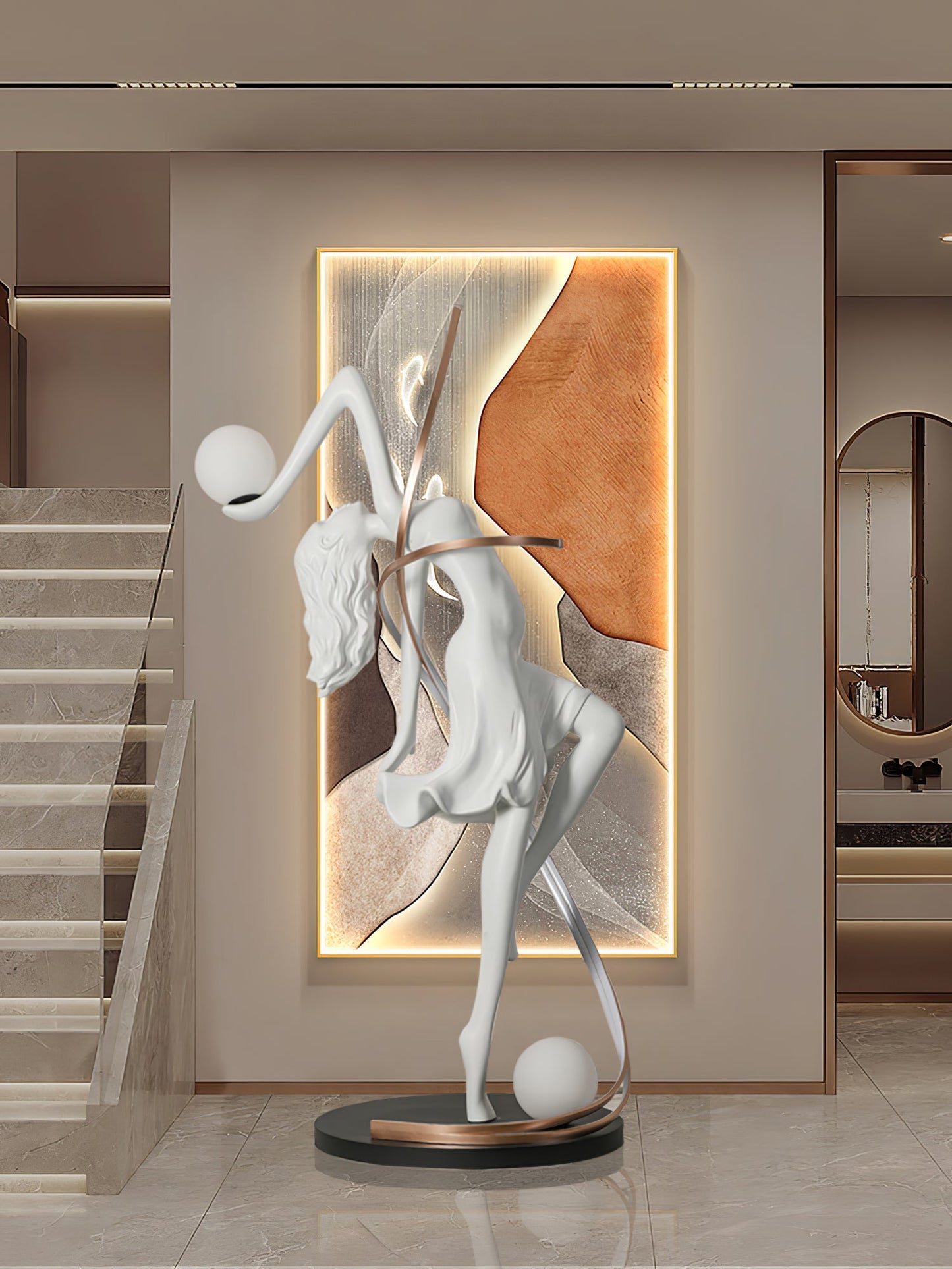 Misha Goddess Statue Floor Lamp with LED Light, Indoor Decor