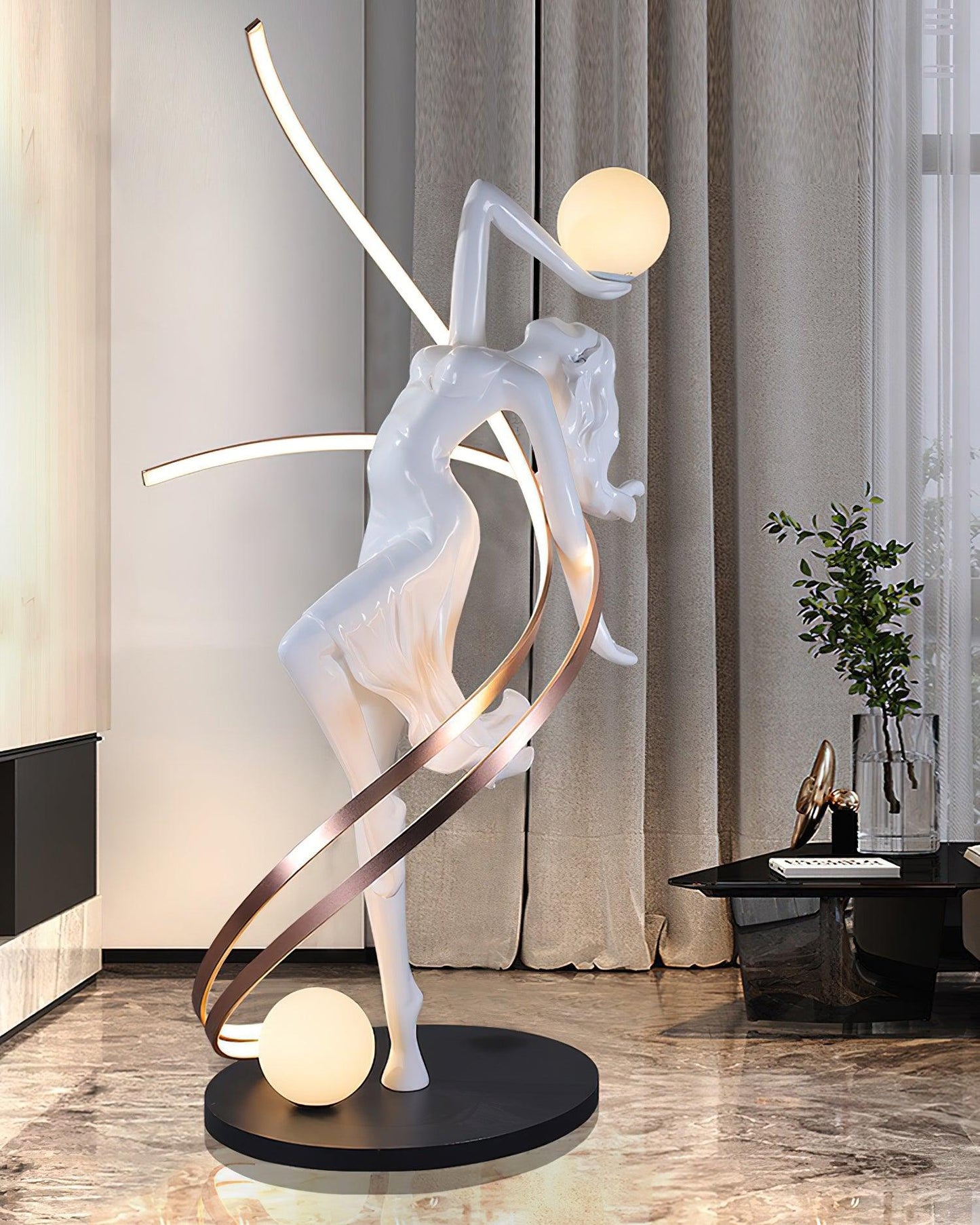 Misha Goddess Statue Floor Lamp with LED Light, Indoor Decor