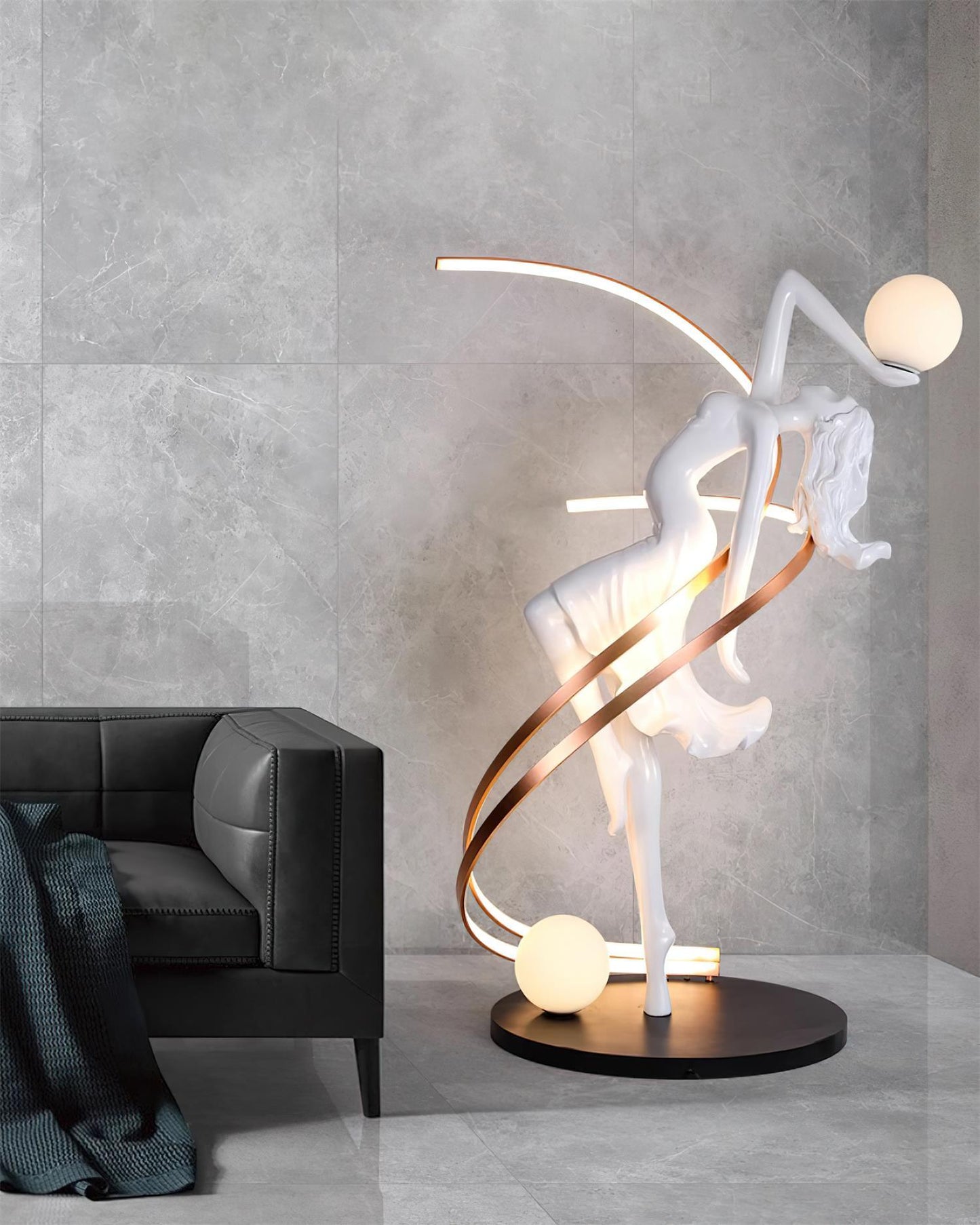 Misha Goddess Statue Floor Lamp with LED Light, Indoor Decor
