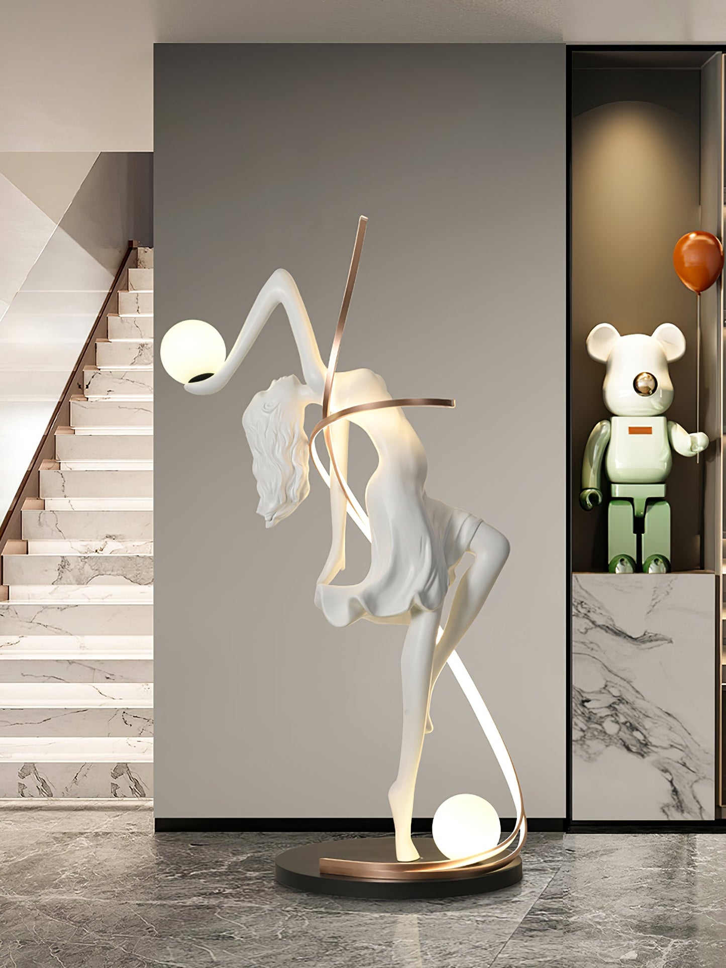 Misha Goddess Statue Floor Lamp with LED Light, Indoor Decor