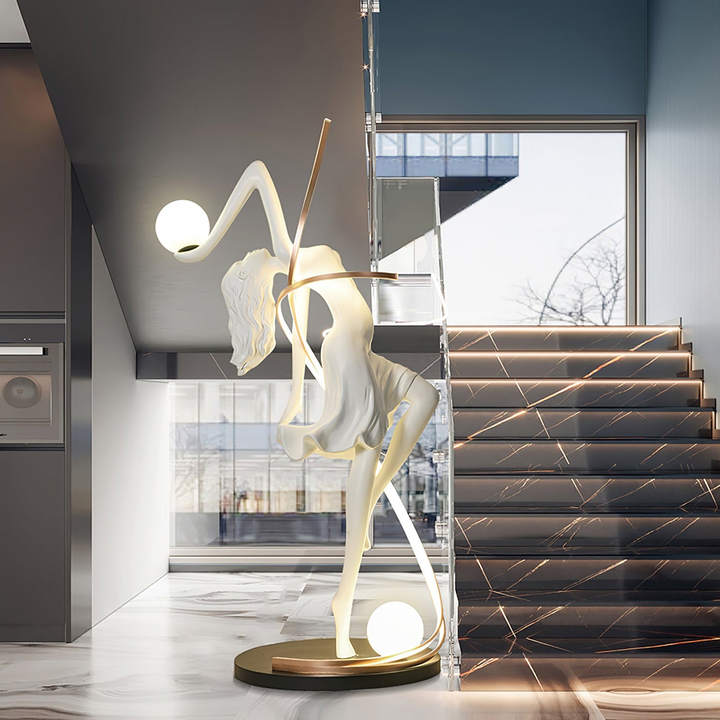 Misha Goddess Statue Floor Lamp with LED Light, Indoor Decor