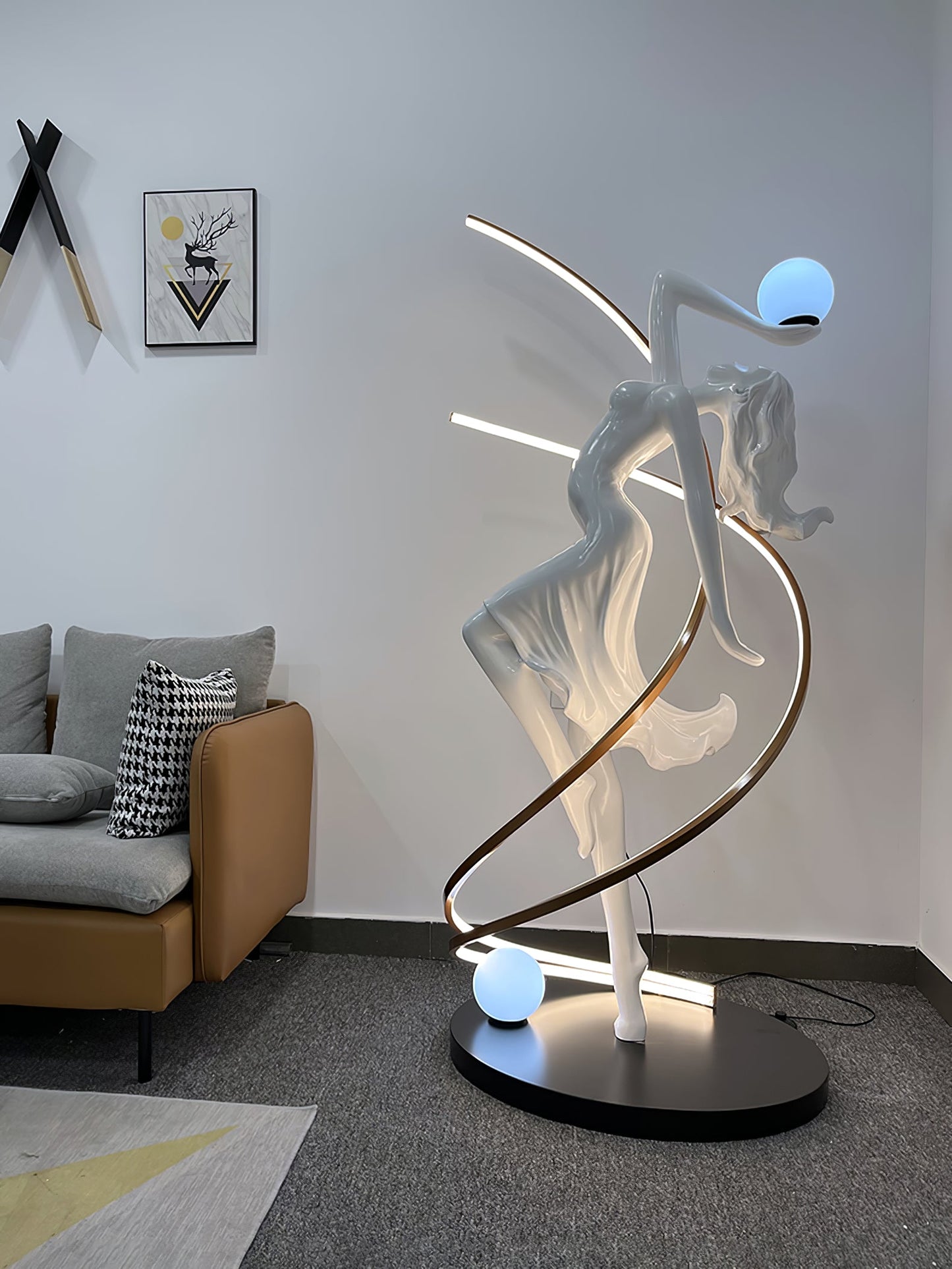Misha Goddess Statue Floor Lamp with LED Light, Indoor Decor