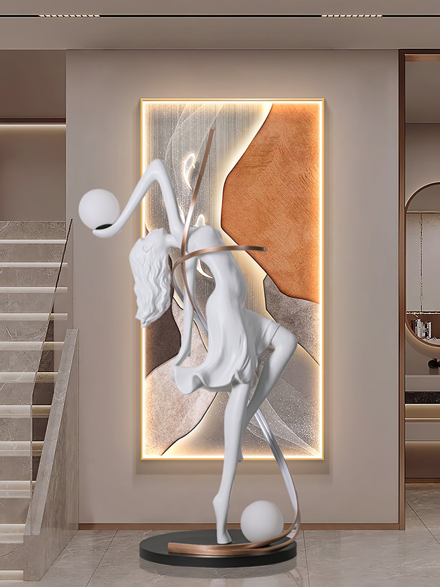 Misha Goddess Statue Floor Lamp with LED Light, Indoor Decor