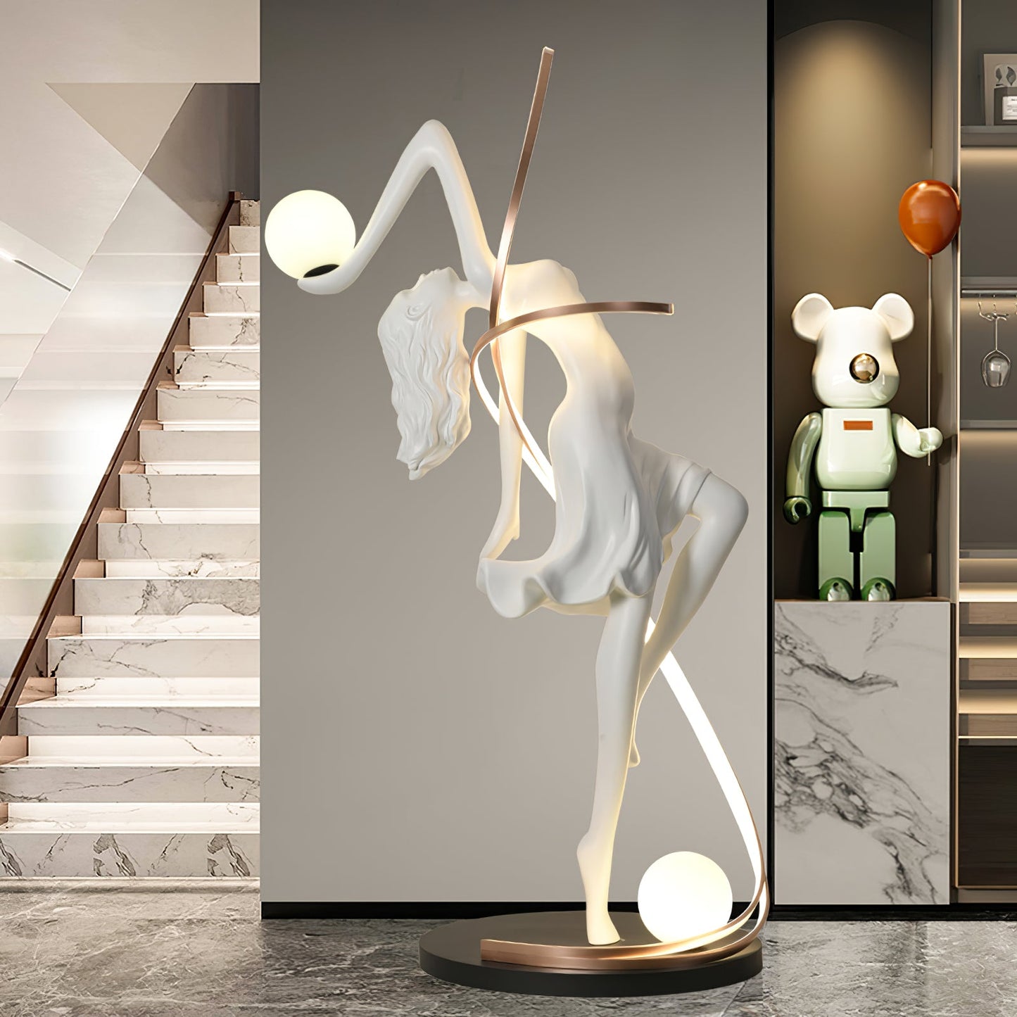 Misha Goddess Statue Floor Lamp with LED Light, Indoor Decor
