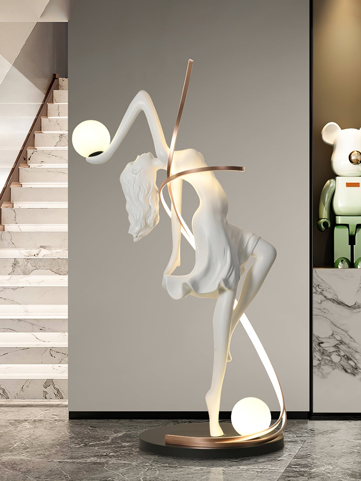 Misha Goddess Statue Floor Lamp with LED Light, Indoor Decor