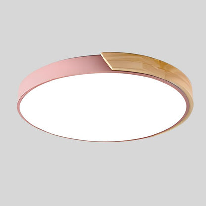 Nordic Wooden Macaroon Circular LED Ceiling Light