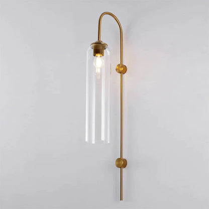 Modern Glass Wall Lamp Sconce - LED, Black & Gold Finish