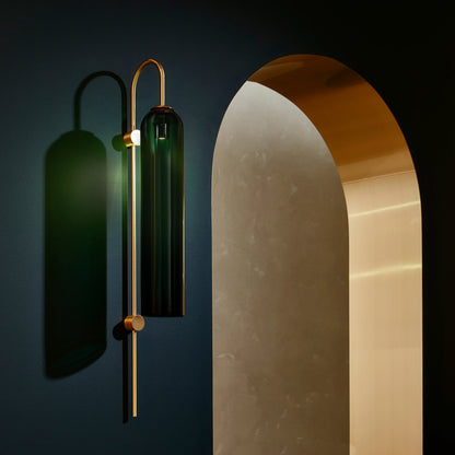 Modern Glass Wall Lamp Sconce - LED, Black & Gold Finish