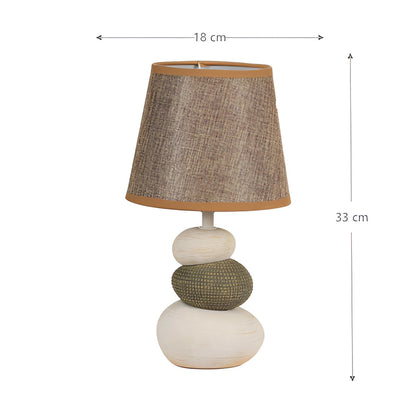 Modern Desk Lamp with Fabric Shade – LED Light for Bedroom, Office or Living Room