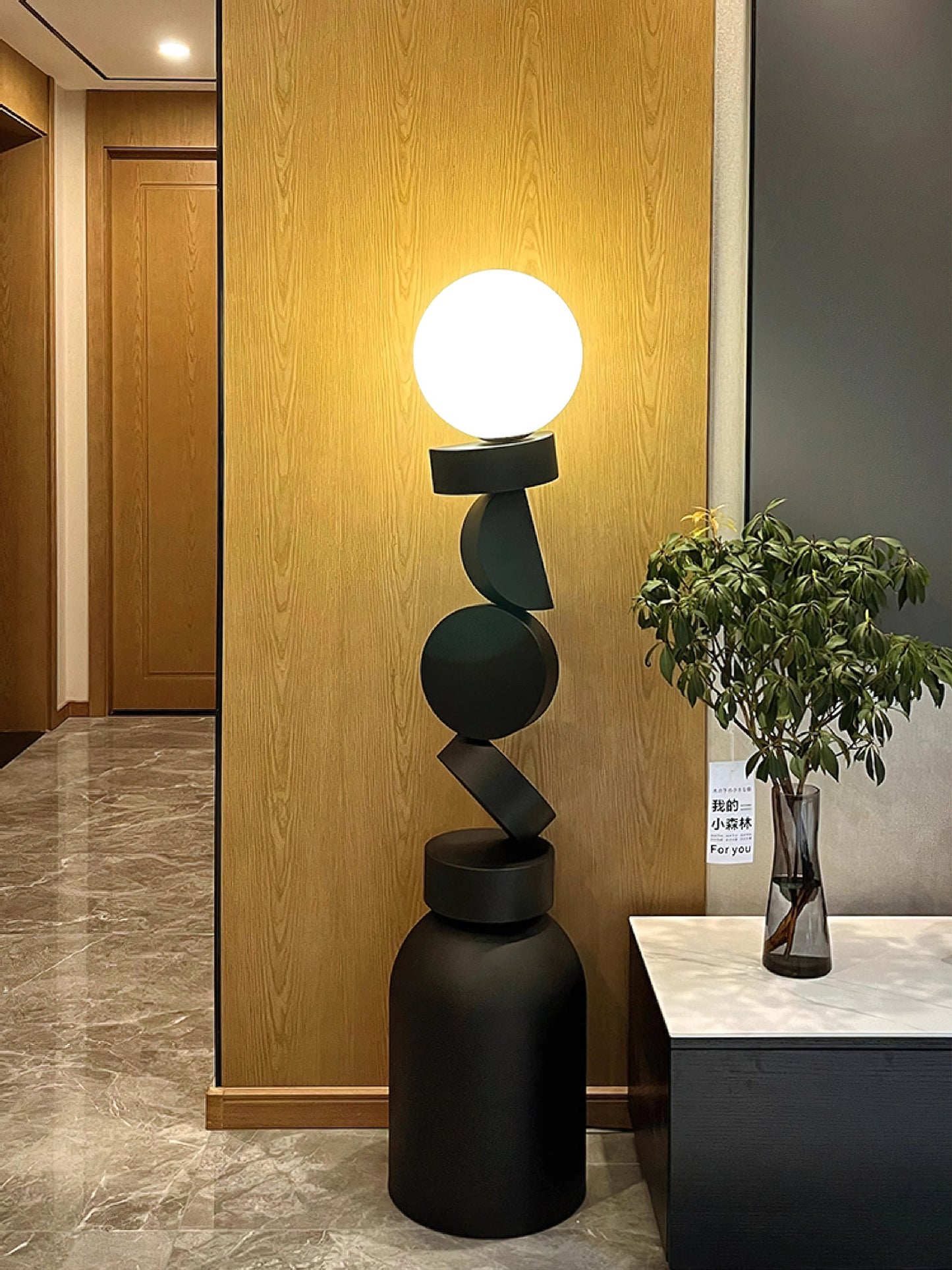 Monolith Cube Floor Lamp with LED Light and Dimmable Switch