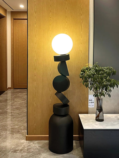 Monolith Cube Floor Lamp with LED Light and Dimmable Switch