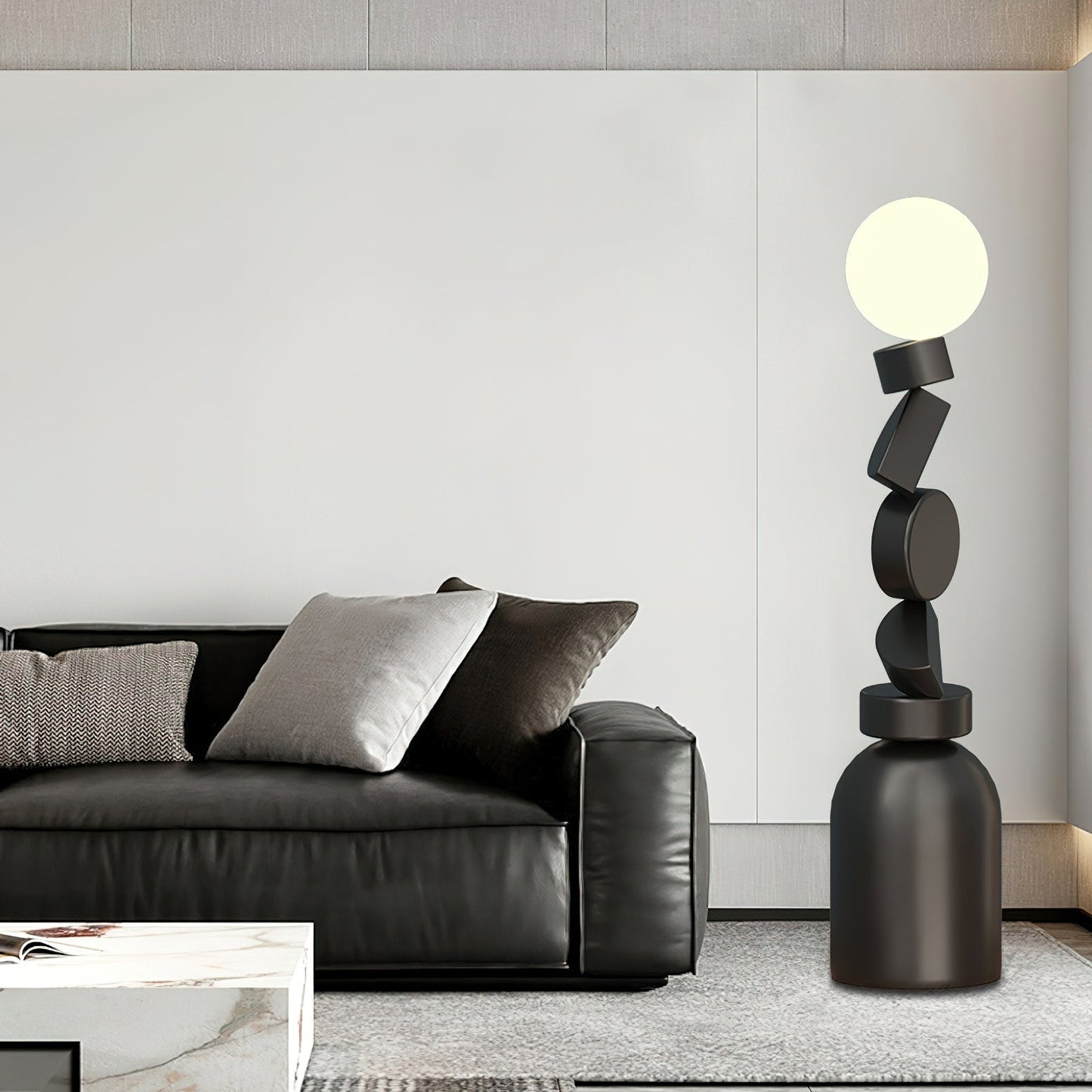 Monolith Cube Floor Lamp with LED Light and Dimmable Switch