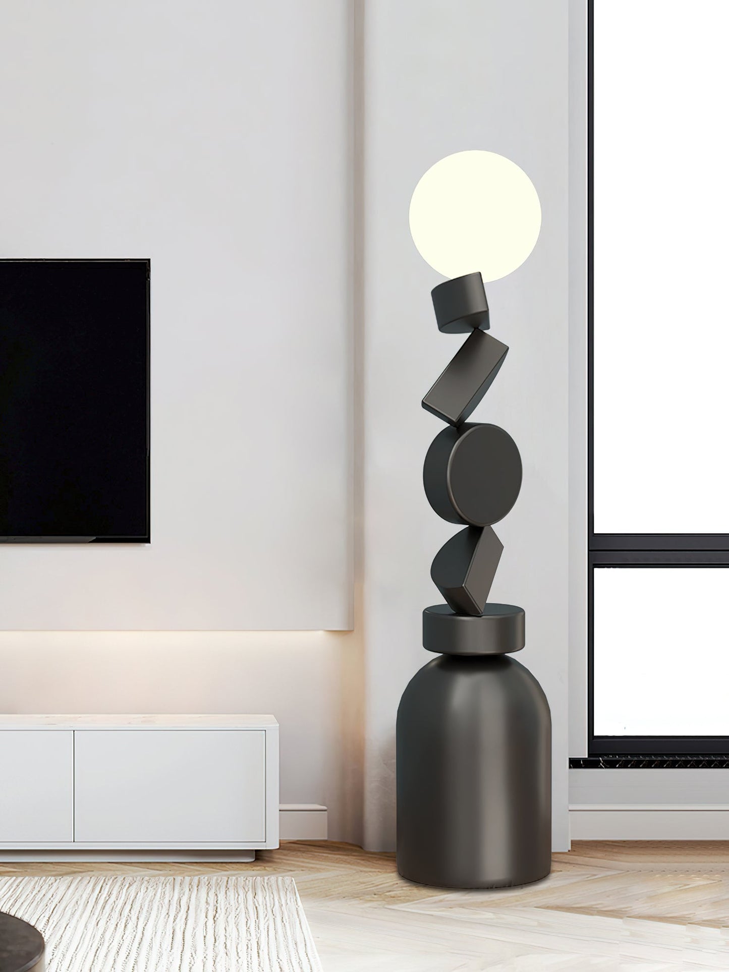 Monolith Cube Floor Lamp with LED Light and Dimmable Switch