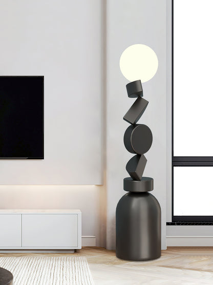 Monolith Cube Floor Lamp with LED Light and Dimmable Switch