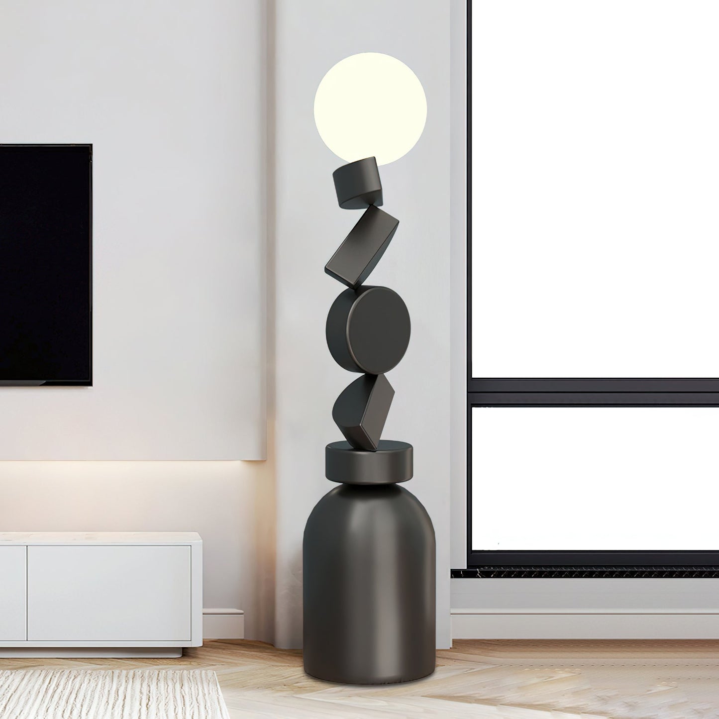 Monolith Cube Floor Lamp with LED Light and Dimmable Switch