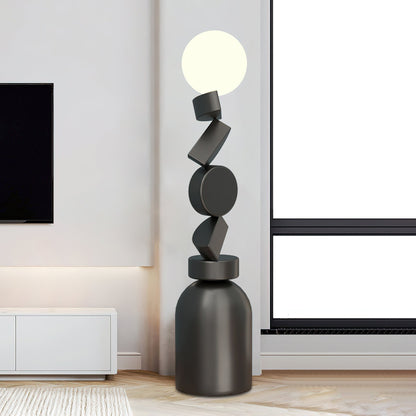 Monolith Cube Floor Lamp with LED Light and Dimmable Switch