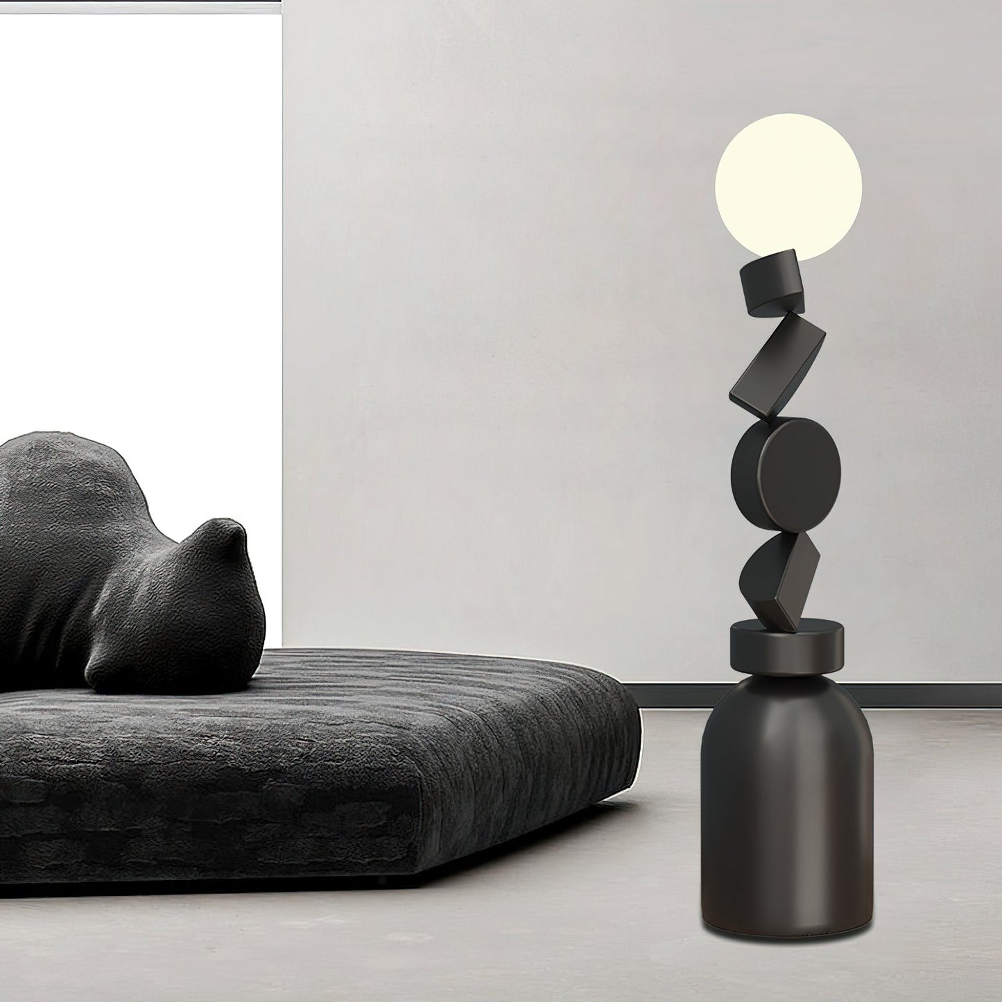 Monolith Cube Floor Lamp with LED Light and Dimmable Switch
