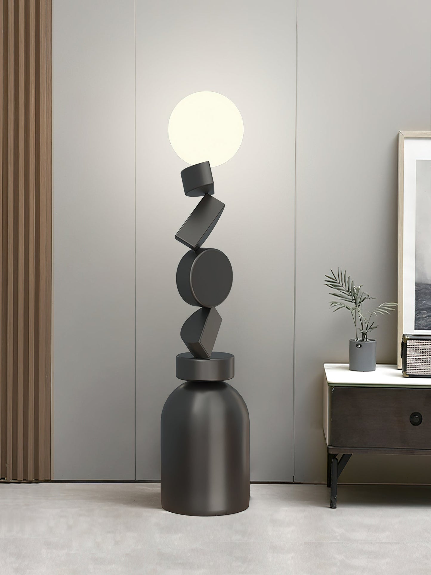 Monolith Cube Floor Lamp with LED Light and Dimmable Switch