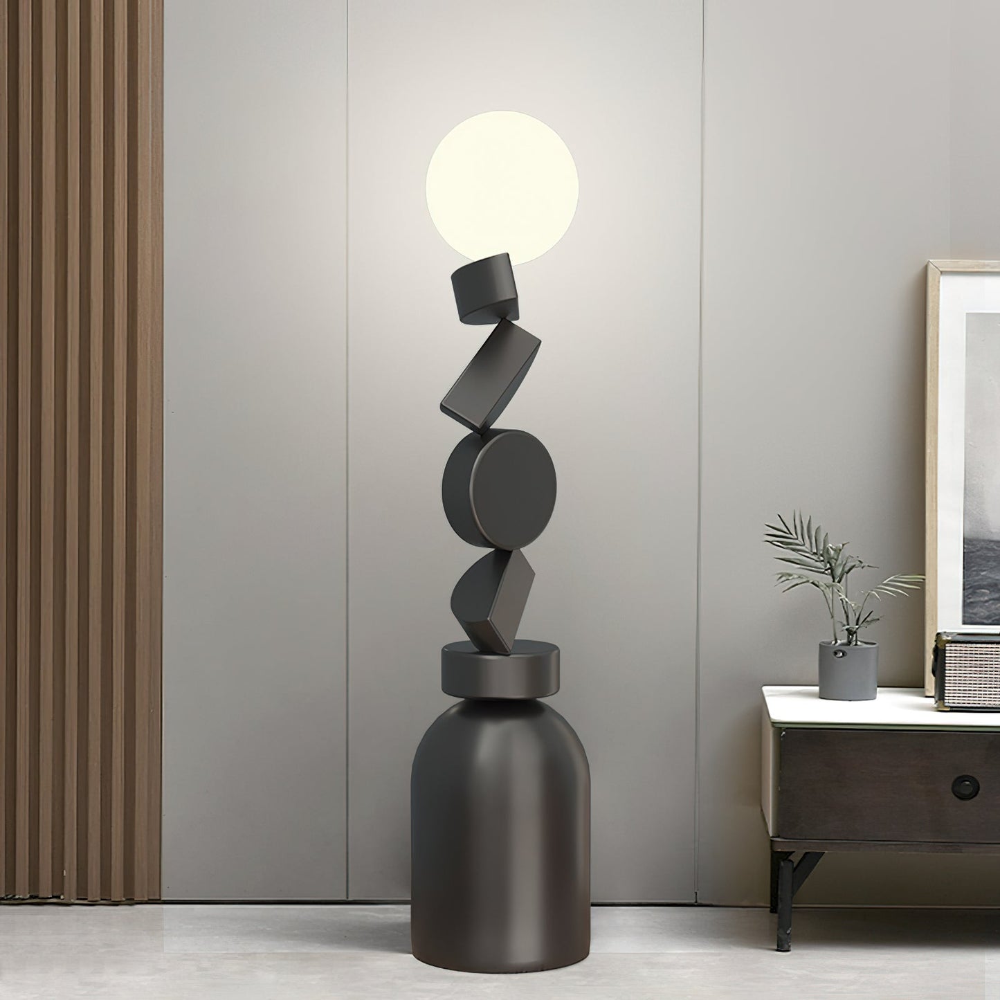 Monolith Cube Floor Lamp with LED Light and Dimmable Switch