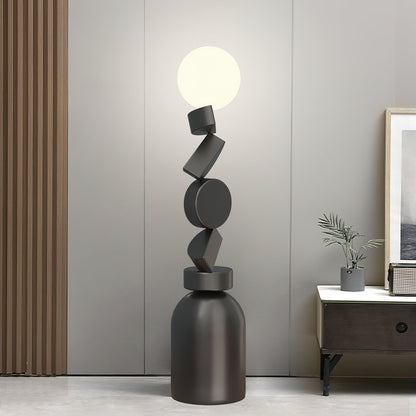 Monolith Cube Floor Lamp with LED Light and Dimmable Switch
