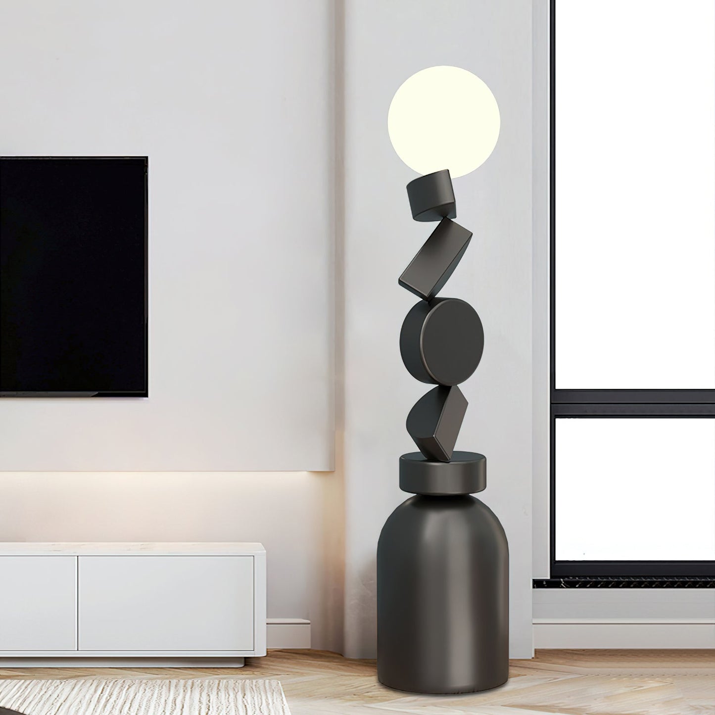 Monolith Cube Floor Lamp with LED Light and Dimmable Switch