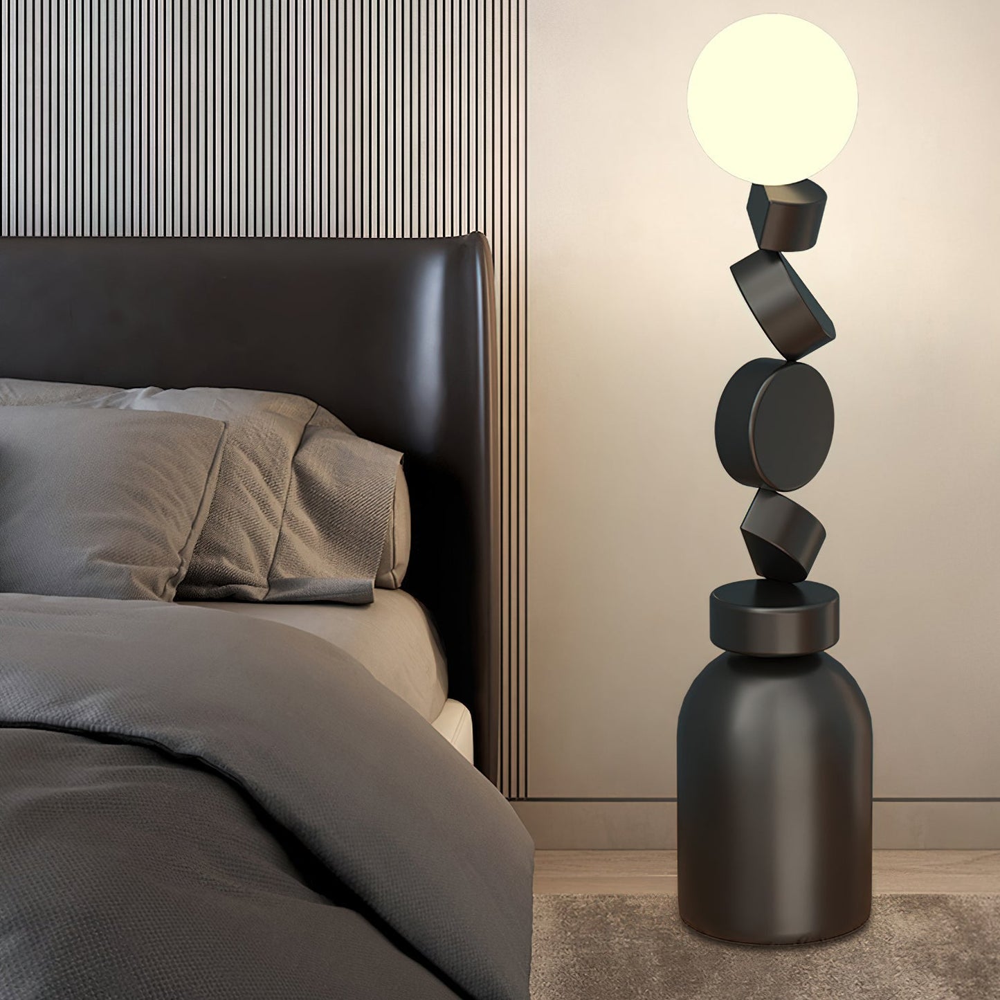 Monolith Cube Floor Lamp with LED Light and Dimmable Switch