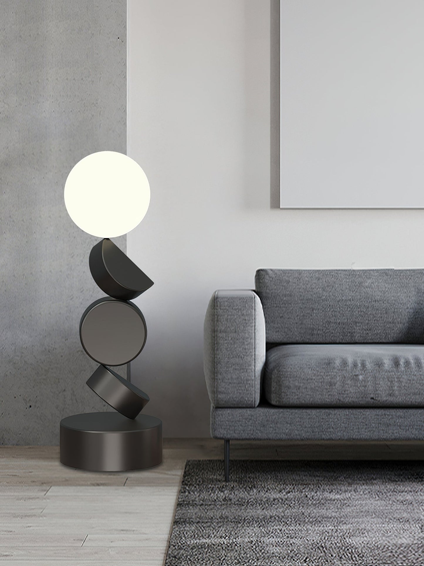 Monolith Cube Floor Lamp with LED Light and Dimmable Switch