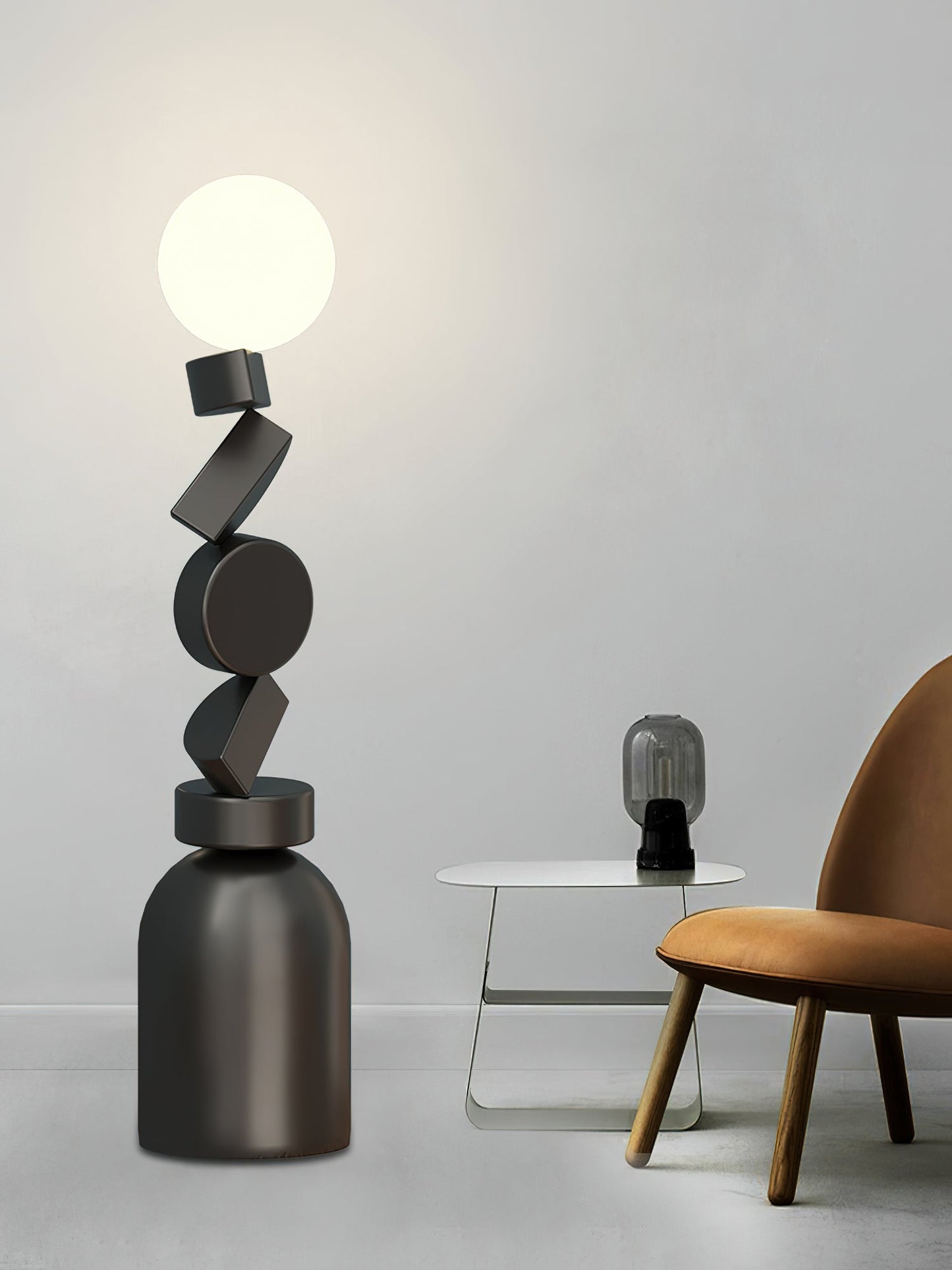 Monolith Cube Floor Lamp with LED Light and Dimmable Switch