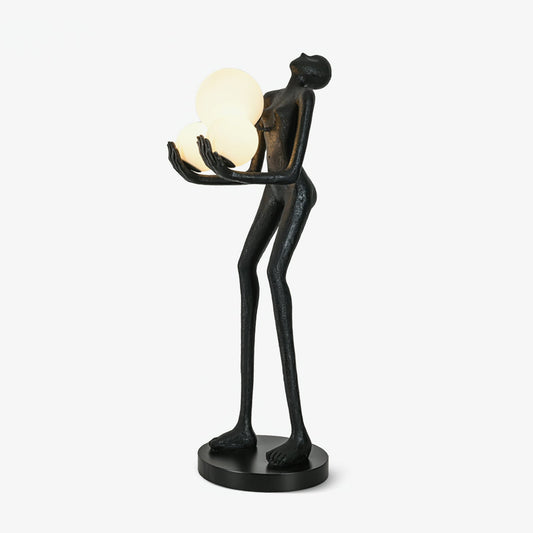 Moonlit Guardian Floor Lamp with LED Light - Black Decor