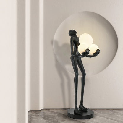 Moonlit Guardian Floor Lamp with LED Light - Black Decor