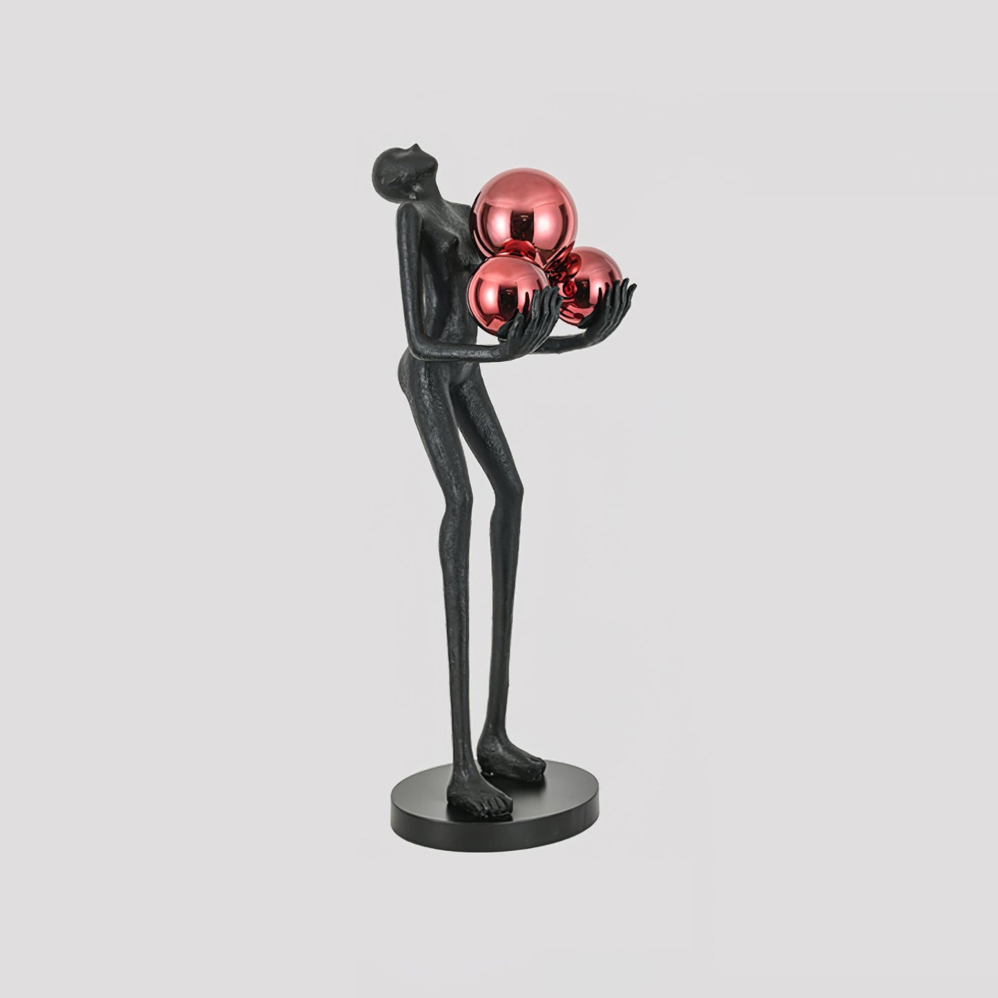 Moonlit Guardian Floor Lamp with LED Light - Black Decor