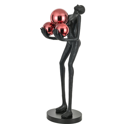 Moonlit Guardian Floor Lamp with LED Light - Black Decor